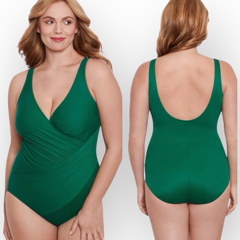 Miraclesuit Plus Size Oceanus Slimming Swimsuit 24w Solid‎ Green